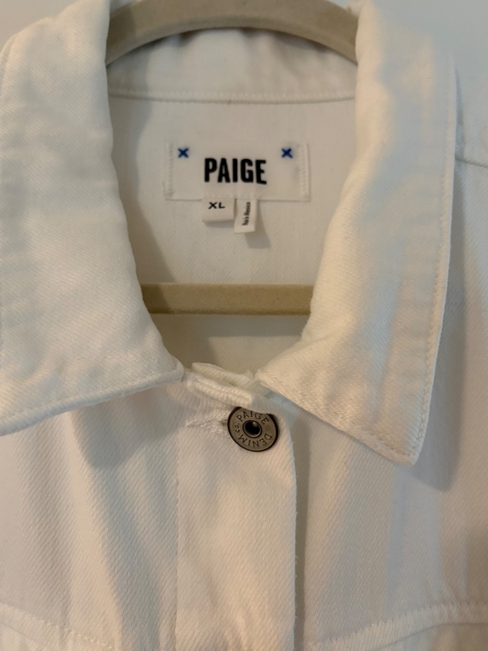 PAIGE White Denim Jean Jacket Women’s XL - Picture 3 of 8